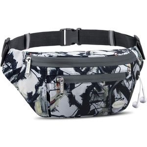 Entchin Fanny Pack for Women Men with 4-Zipper Pockets- graffiti Black NWT